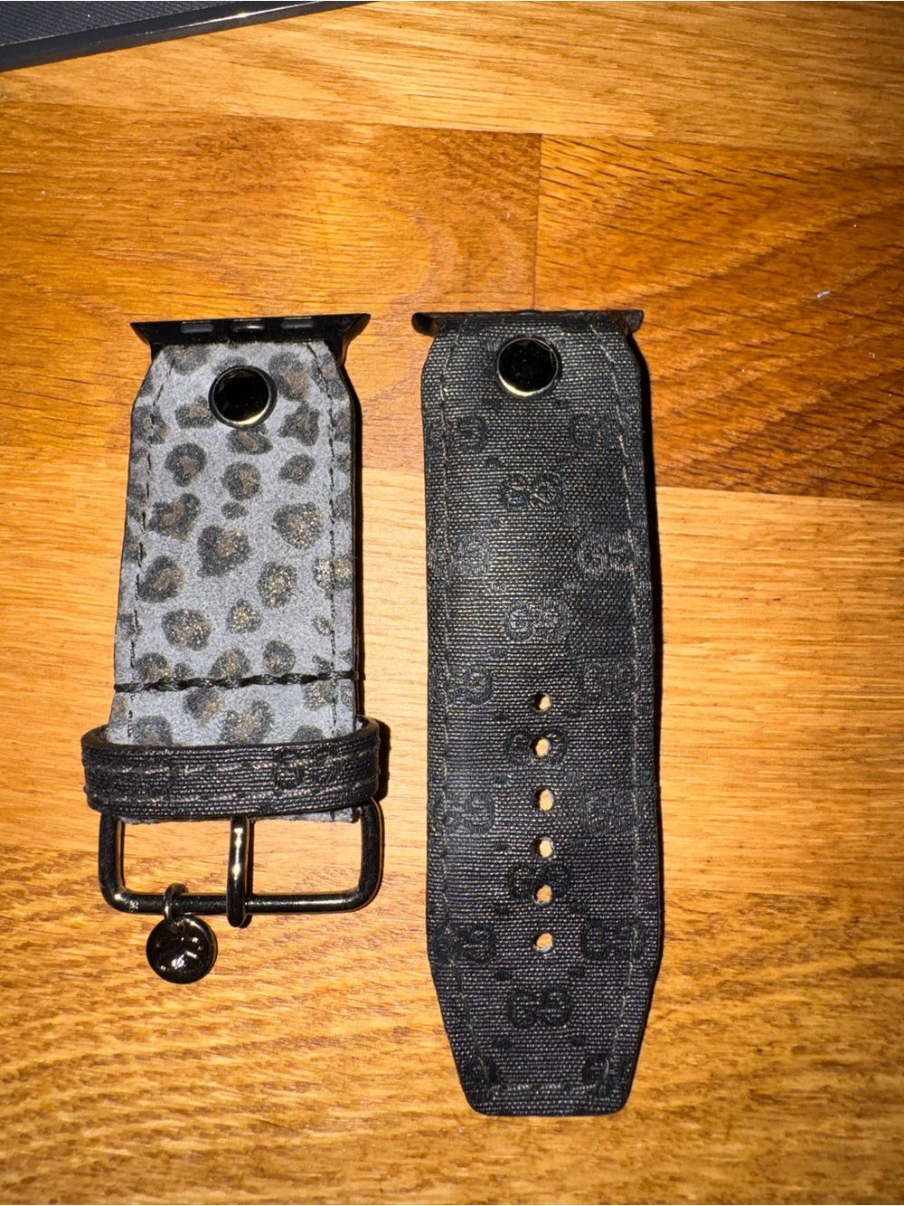 Black Patterned Watch Band with GG Logo